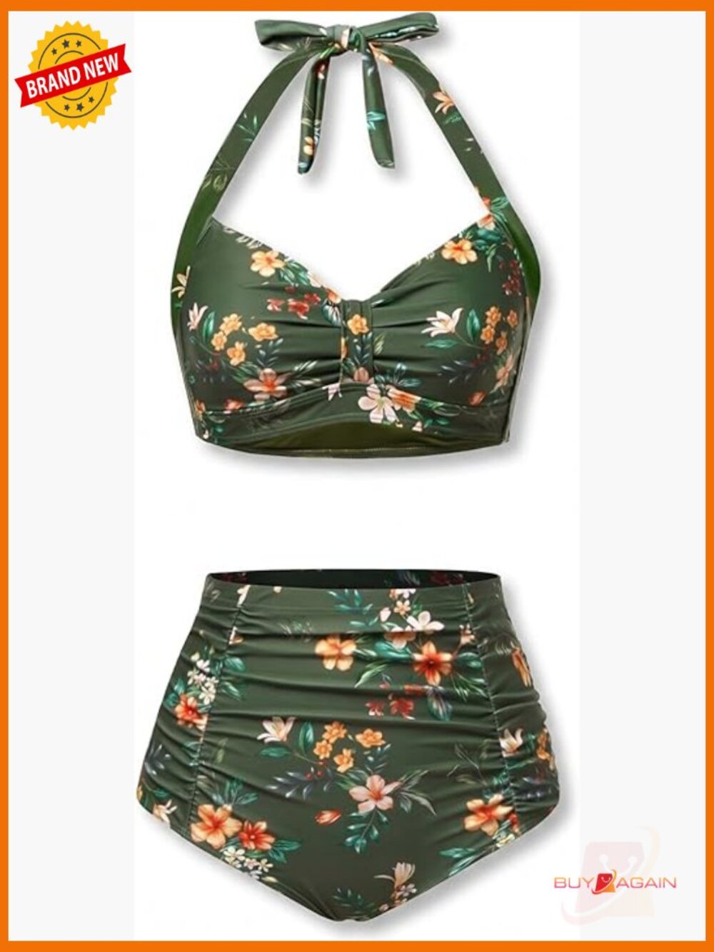 High Waisted Bikini Set Tummy Control Halter V-Neck Two Piece Swimwear